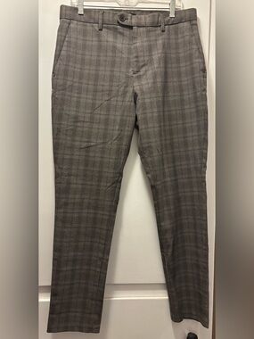 Banana Republic Men's Grayson Plaid Dress Pants - Charcoal Gray, 33X32